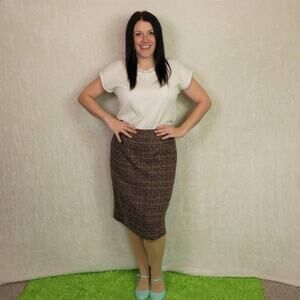 Vintage Le Suit Brown Purple Tweed Skirt, 10